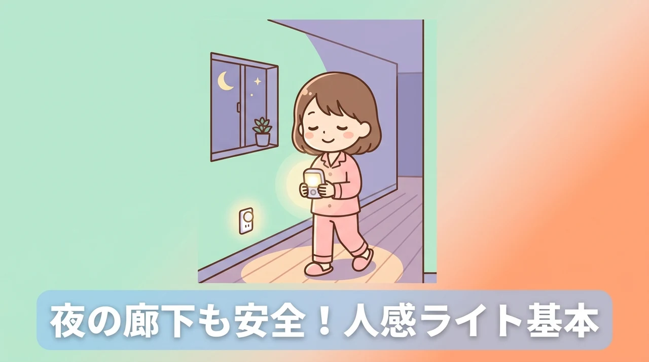 夜の廊下を安全に歩ける人感センサーライトの基本
